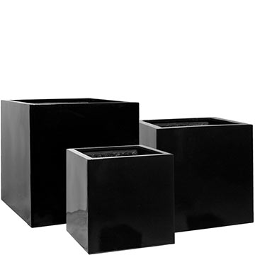 Кашпо Pottery Pots Block glossy black