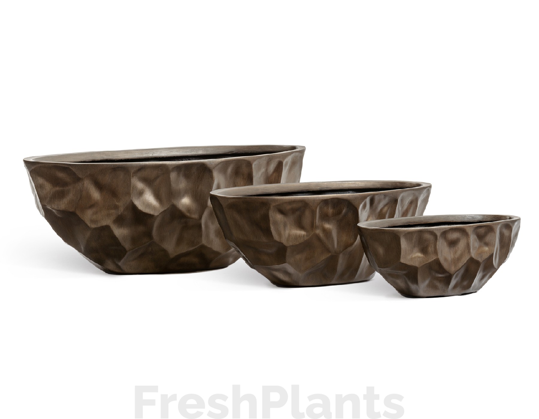 Кашпо TREEZ Effectory - Metal - Высокая лодка Design Crumple - Чернёная бронза 41.33-07-22-083-GRP-41/18, 41.33-07-22-083-GRP-55/27, 41.33-07-22-083-GRP-69/35