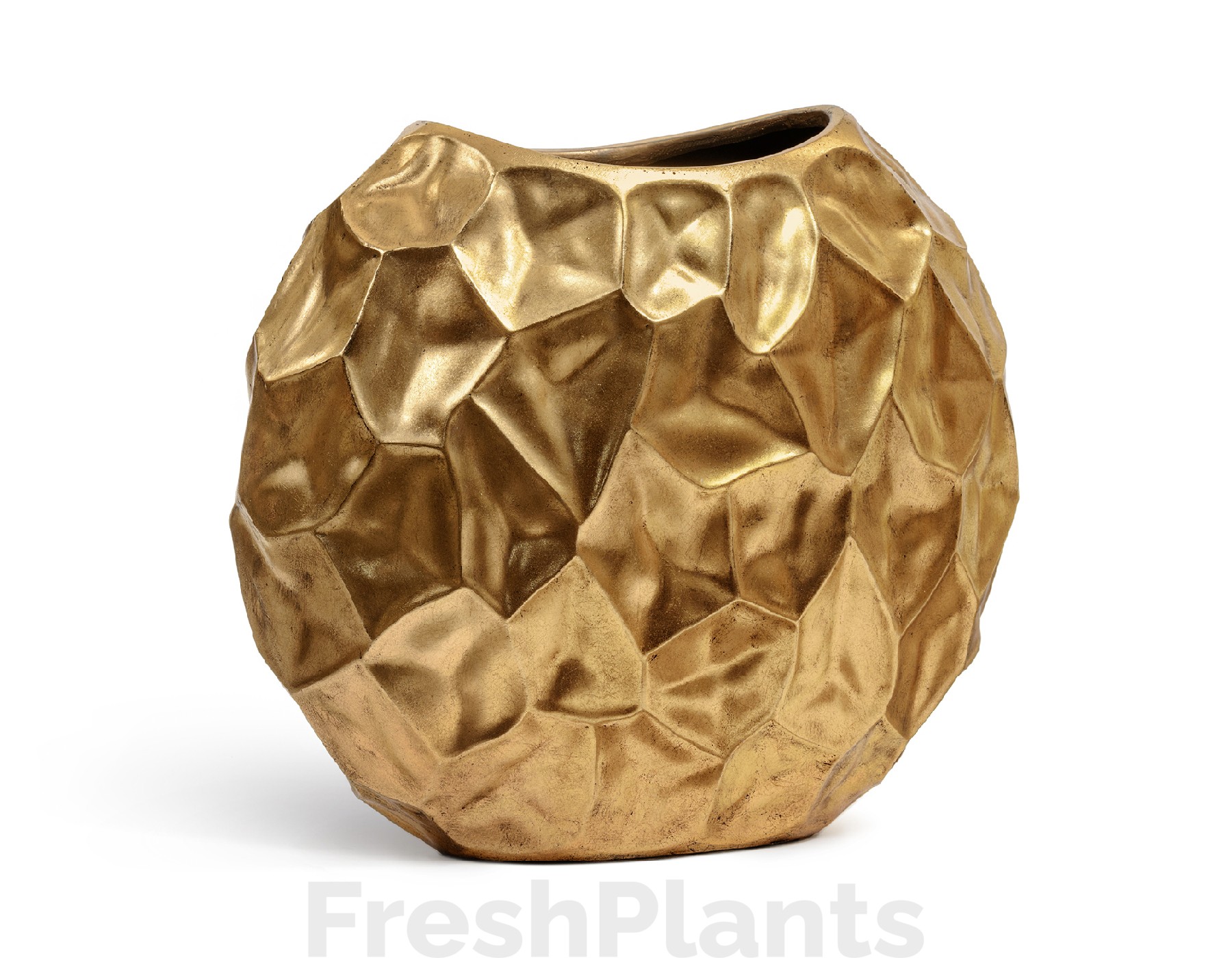 Кашпо TREEZ Effectory - Metal - Плоская сфера Design Crumple - Сусальное золото 41.33-07-22-084-GLD-58/28