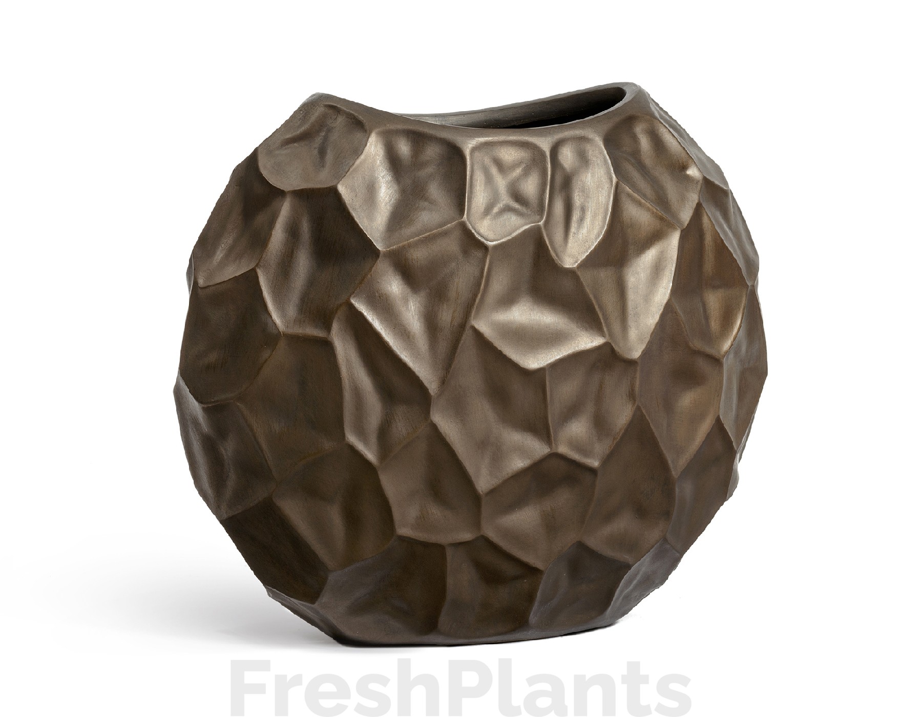 Кашпо TREEZ Effectory - Metal - Плоская сфера Design Crumple - Чернёная бронза 41.33-07-22-084-GRP-58/28