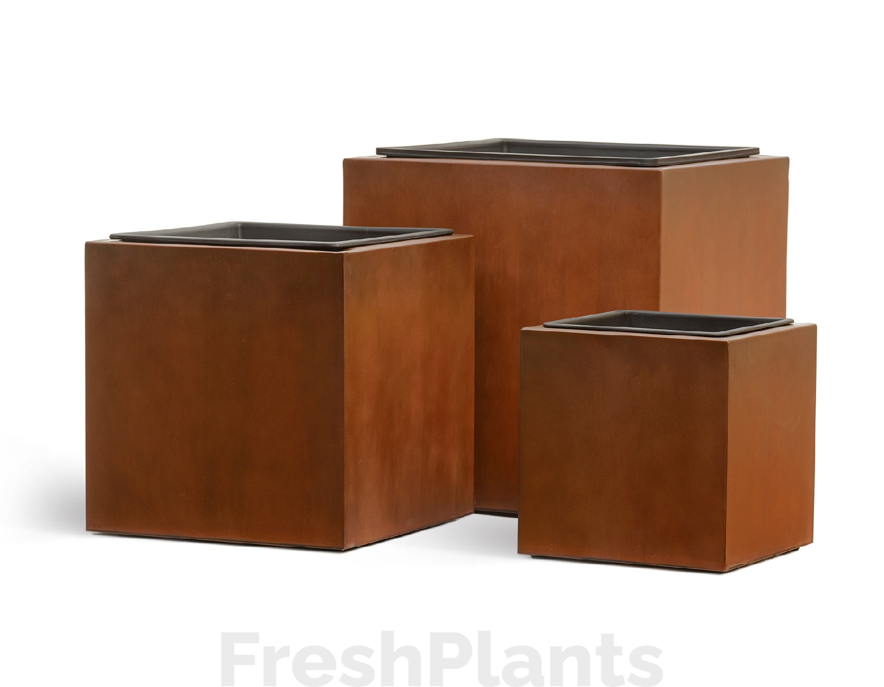 Кашпо TREEZ Effectory - Corten Steel - Куб - Кортеновская сталь - Бархатистая окись 41.33-10-21-061-CS-30, 41.33-10-21-061-CS-40, 41.33-10-21-061-CS-50