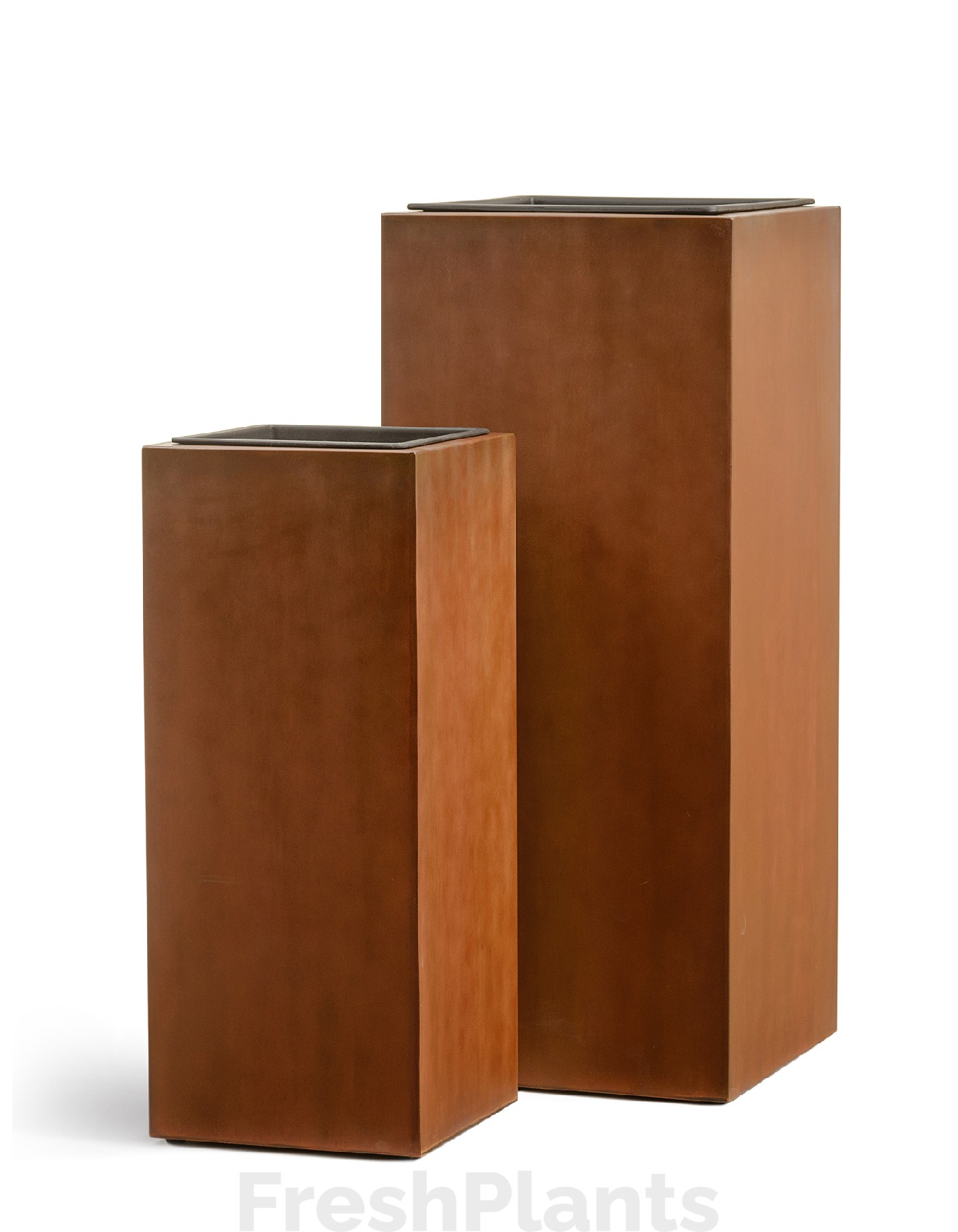 Кашпо TREEZ Effectory - Corten Steel - Высокий куб - Кортеновская сталь - Бархатистая окись 41.33-10-21-062-CS-72, 41.33-10-21-062-CS-95