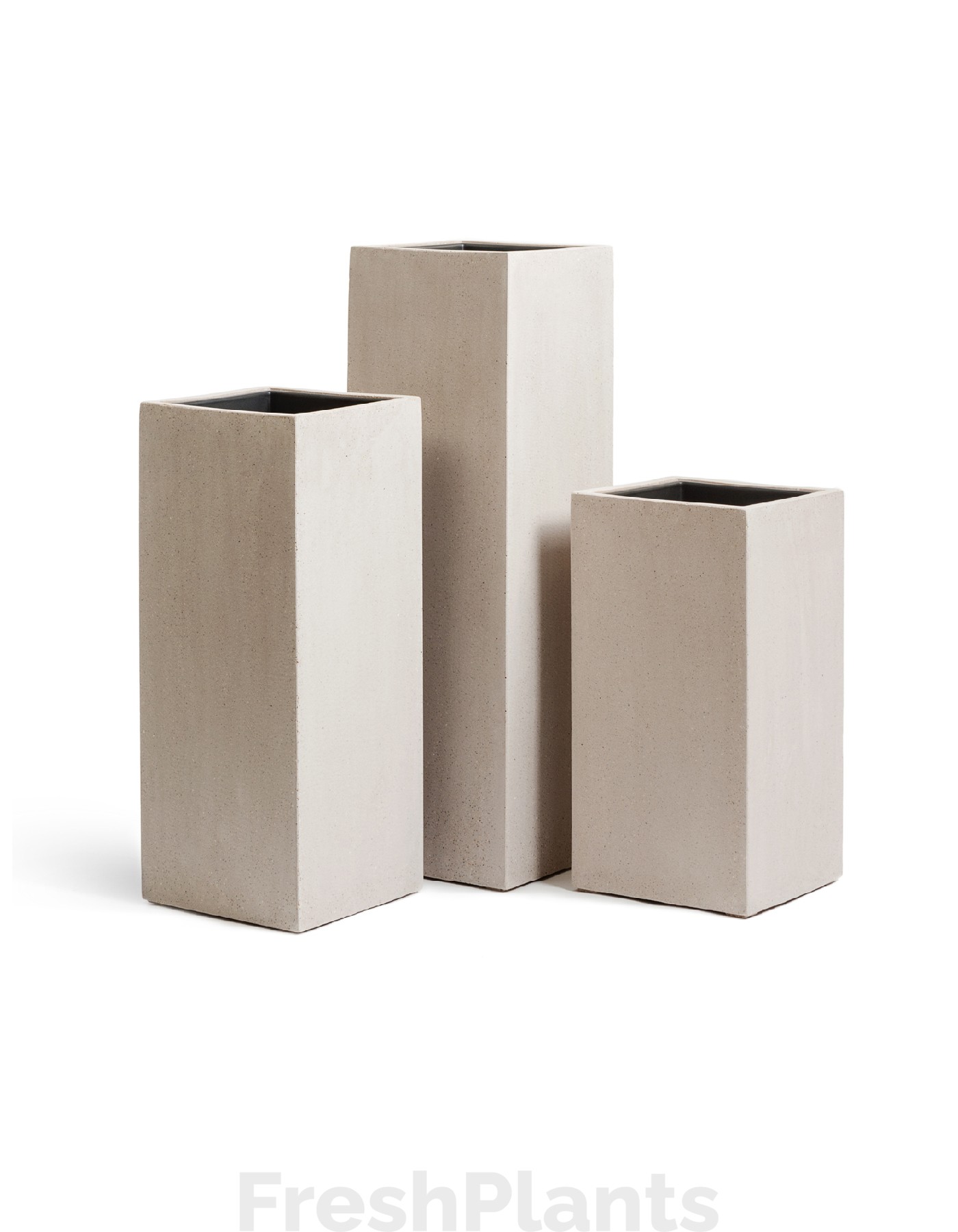 Кашпо TREEZ Effectory - Beton - Высокий куб - Белый песок 41.3317-02-010-BE-60, 41.3317-02-010-BE-75, 41.3317-02-010-BE-97