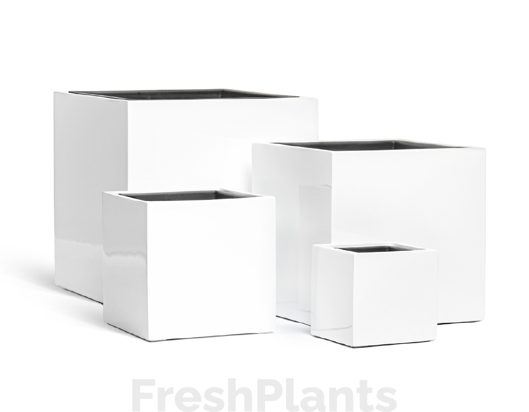 Кашпо TREEZ Effectory - Gloss - Куб - Белый глянцевый лак 41.3320-05-033-WH-20, 41.3320-05-033-WH-30, 41.3320-05-033-WH-40, 41.3320-05-033-WH-50