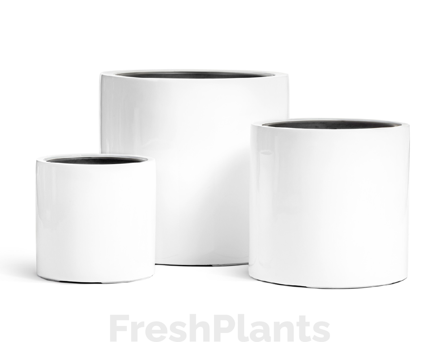 Кашпо TREEZ Effectory - Gloss - Цилиндр - Белый глянцевый лак 41.3320-05-038-WH-31, 41.3320-05-038-WH-41, 41.3320-05-038-WH-53