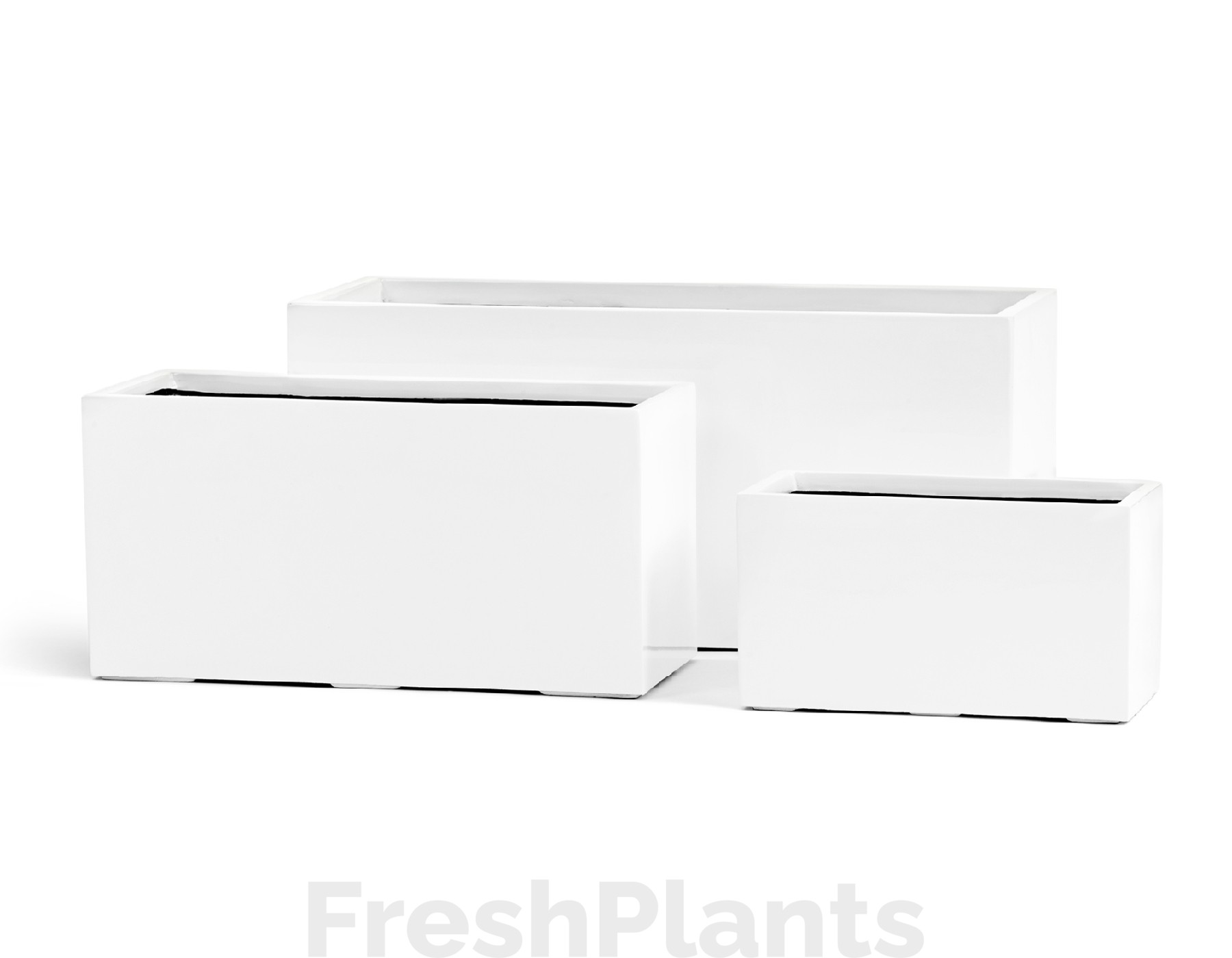 Кашпо TREEZ Effectory - Gloss - Низкий узкий прямоугольник - Белый глянцевый лак 41.3320-05-041-WH-40, 41.3320-05-041-WH-60, 41.3320-05-041-WH-80