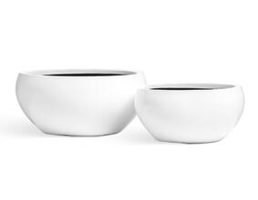 Кашпо TREEZ Effectory - Gloss - Низкая полусфера - Белый глянцевый лак 41.3321-05-065-WH-40, 41.3321-05-065-WH-50